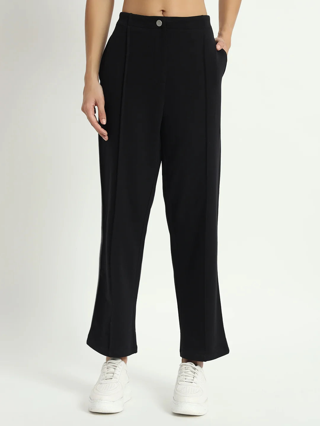 Women Co-ord Set | Graphic Printed Pure Cotton T-Shirt with Trousers, Black