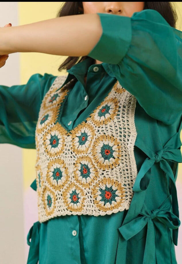 GREEN CROCHET CO-ORD SET