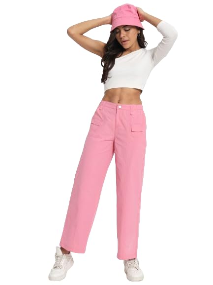 Women's Cargo Pants with Pockets | Pink
