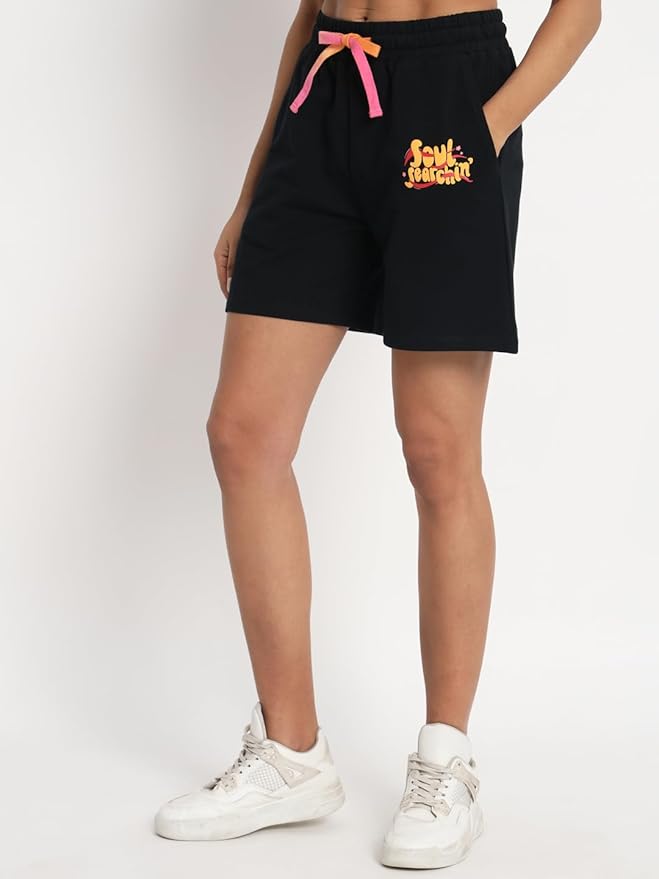 XELOV Black Shorts with Pockets and Drawstrings