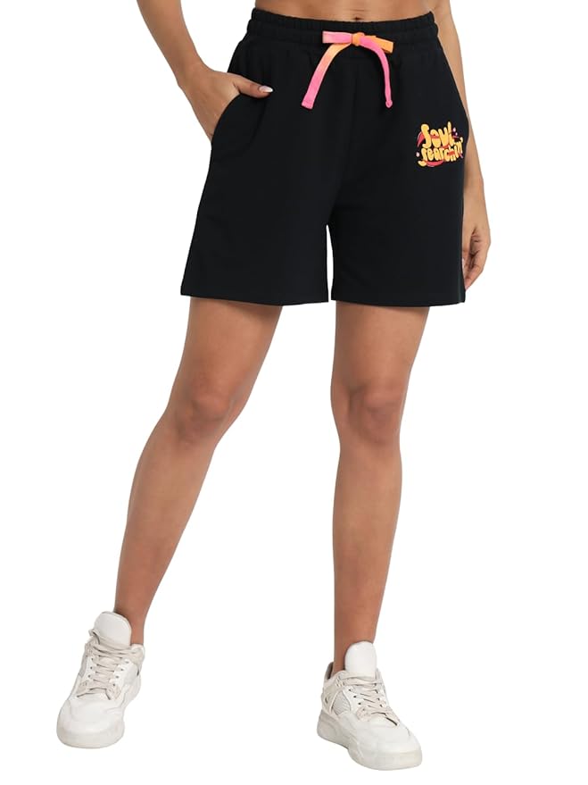 XELOV Black Shorts with Pockets and Drawstrings