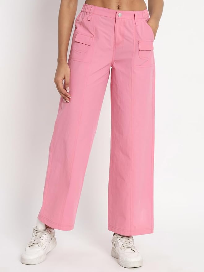 Women's Cargo Pants with Pockets | Pink