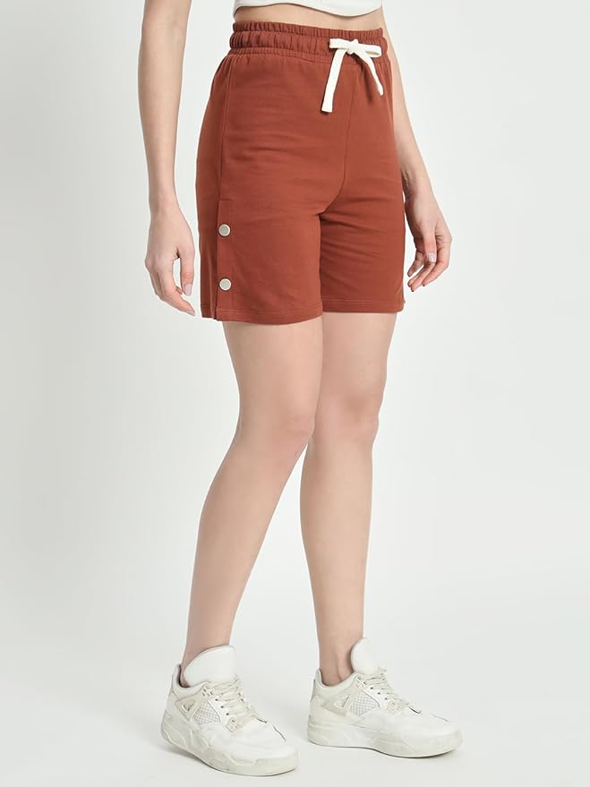 Women's Brown Shorts with Pockets and Drawstrings