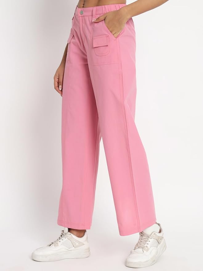 Women's Cargo Pants with Pockets | Pink