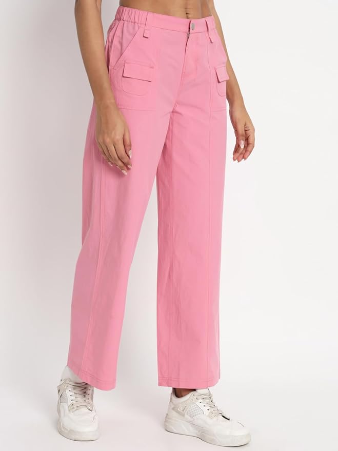 Women's Cargo Pants with Pockets | Pink