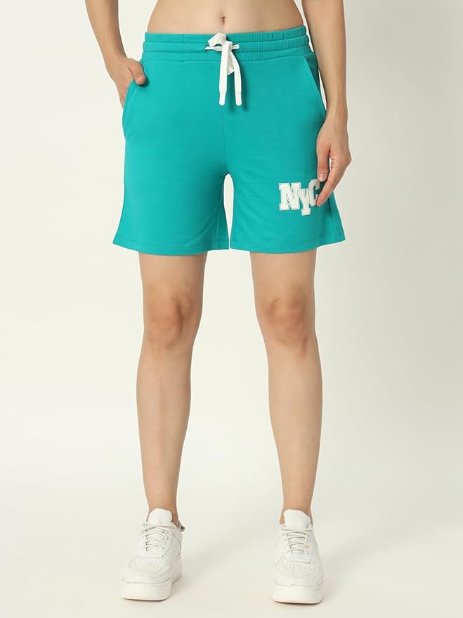 Women's Co-ord Set | Set of Printed T-Shirt and Shorts | Green