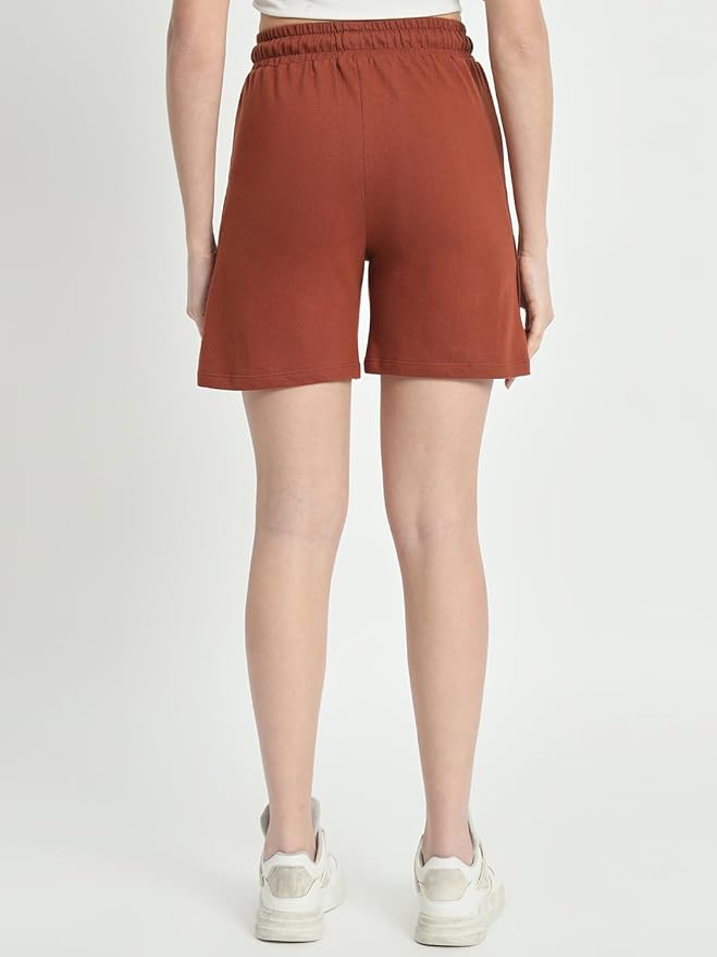 Women's Brown Shorts with Pockets and Drawstrings