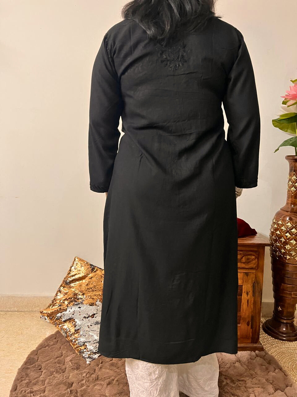 Rayon Chikankari Black Kurti