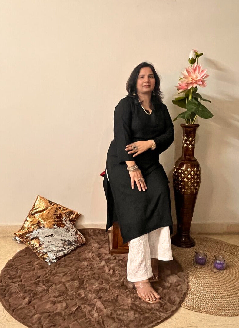 Rayon Chikankari Black Kurti