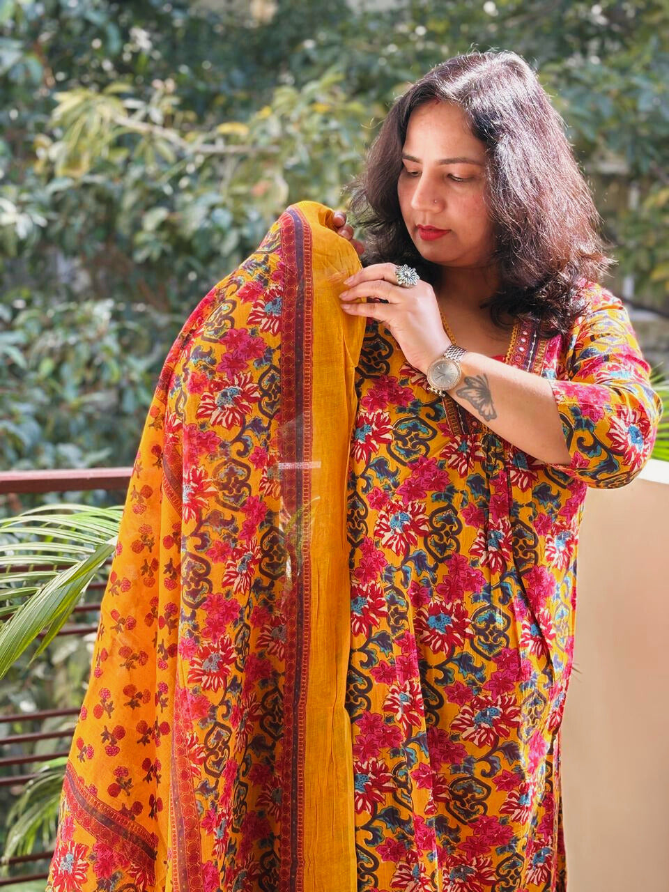 Jaipur Anarkali Suite Set | Yellow Multi