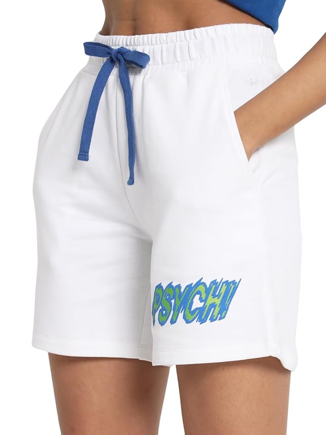 Women's Relaxed Fit Shorts, Elastic Waistband, White