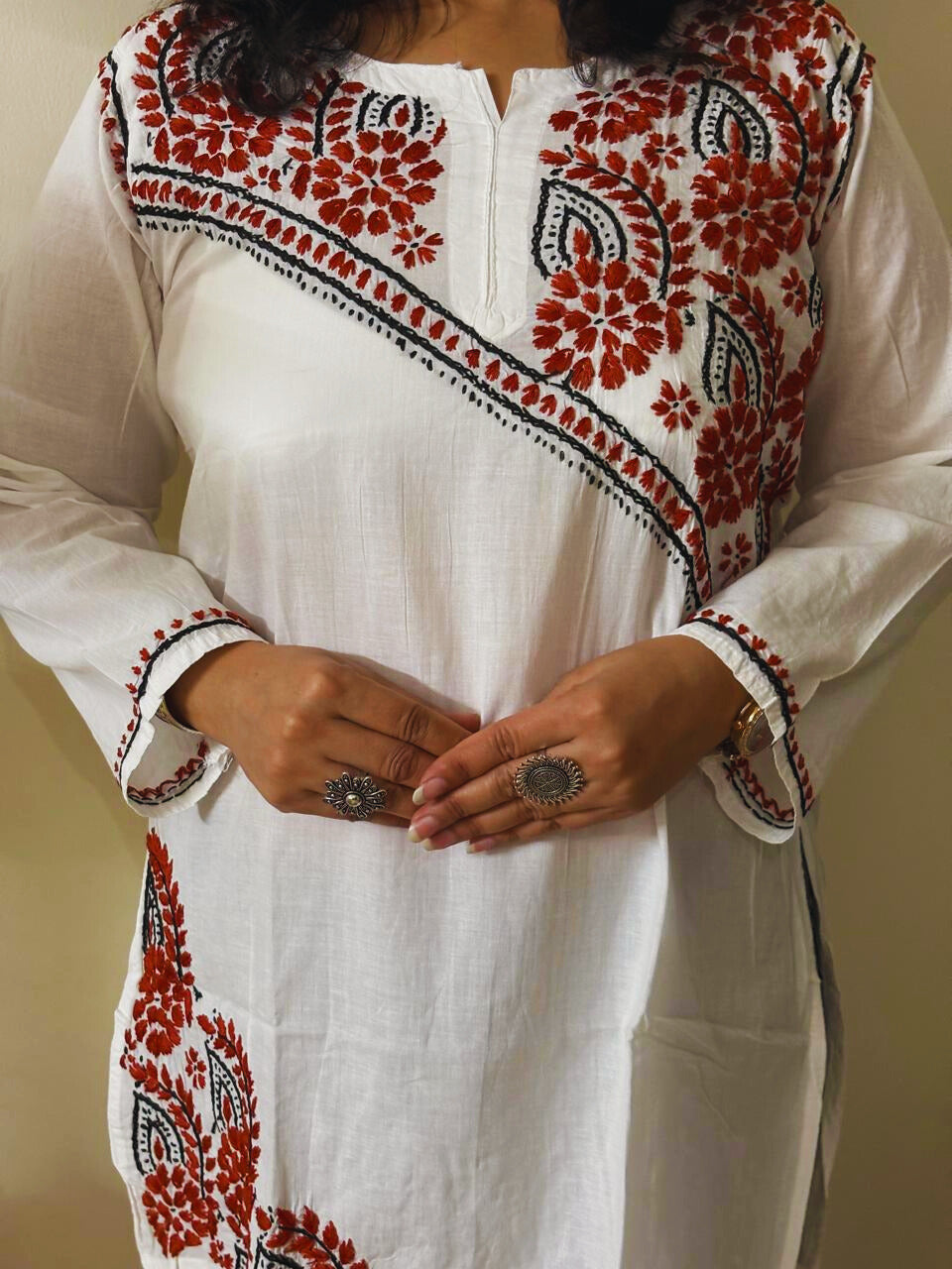 Cotton Chikankari Short Kurti