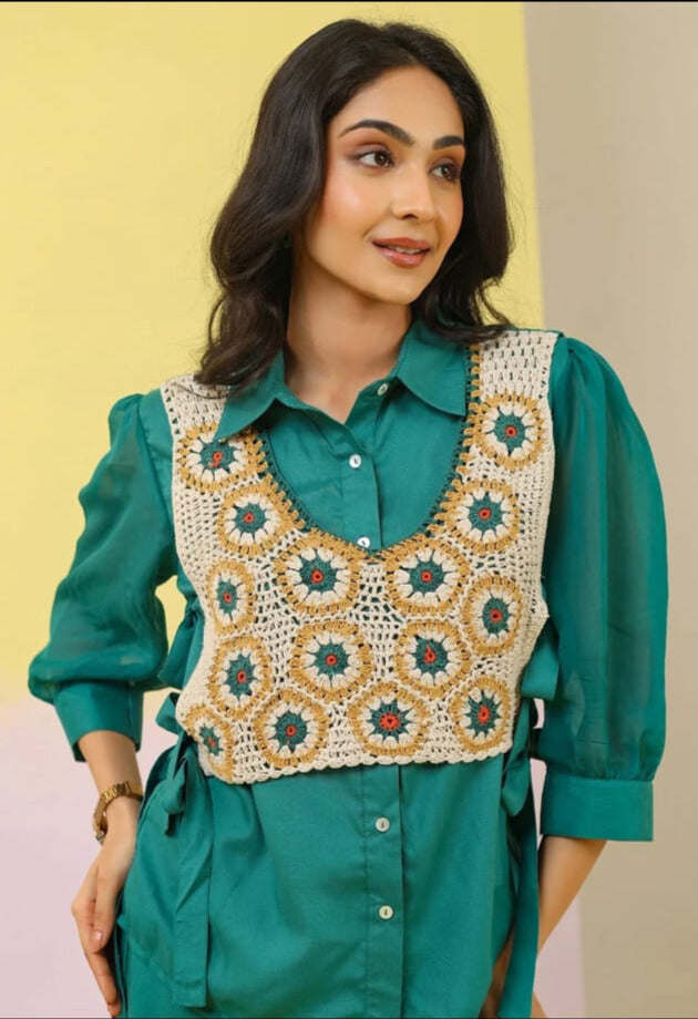 GREEN CROCHET CO-ORD SET