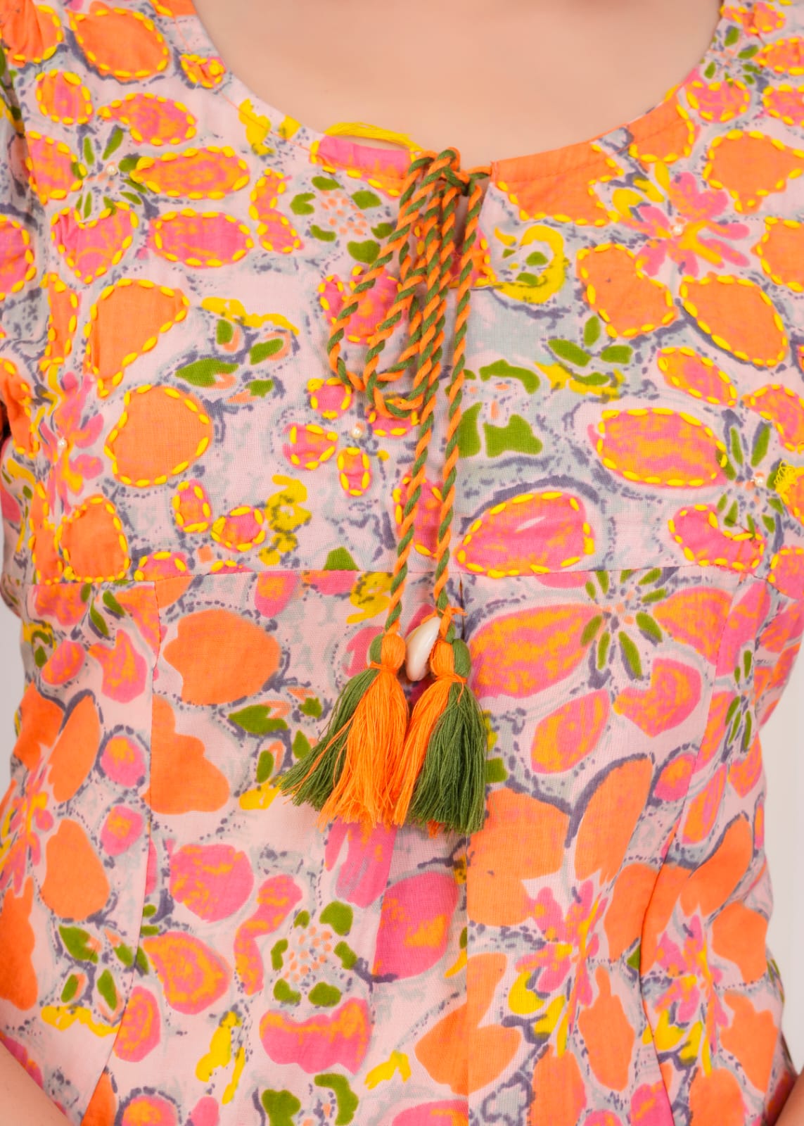 Multi Color top & Cream Color Pant Set