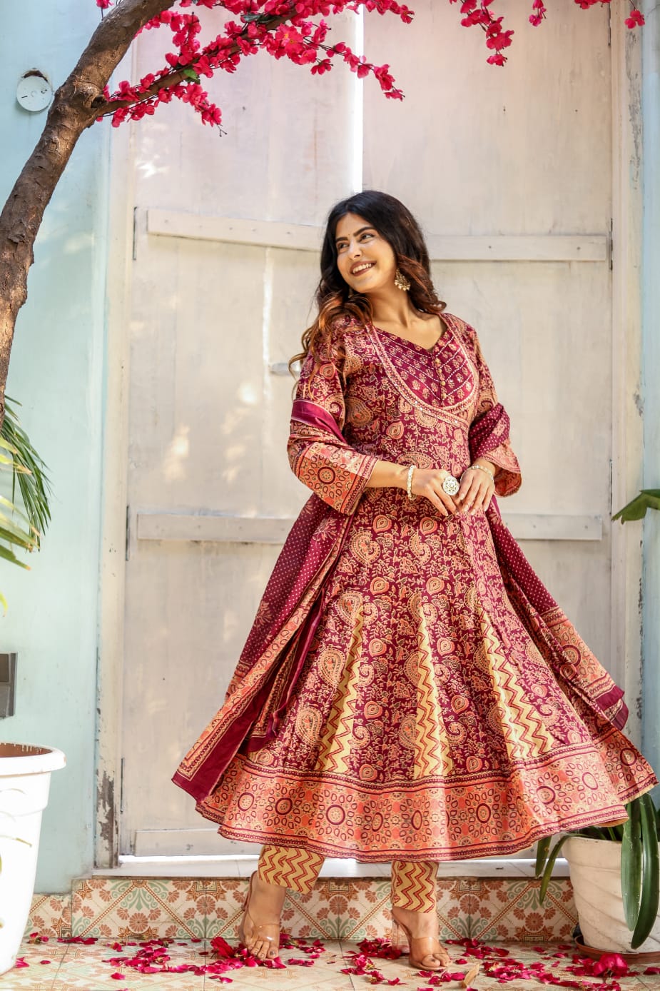 Jaipur Anarkali Suite Set | Maroon