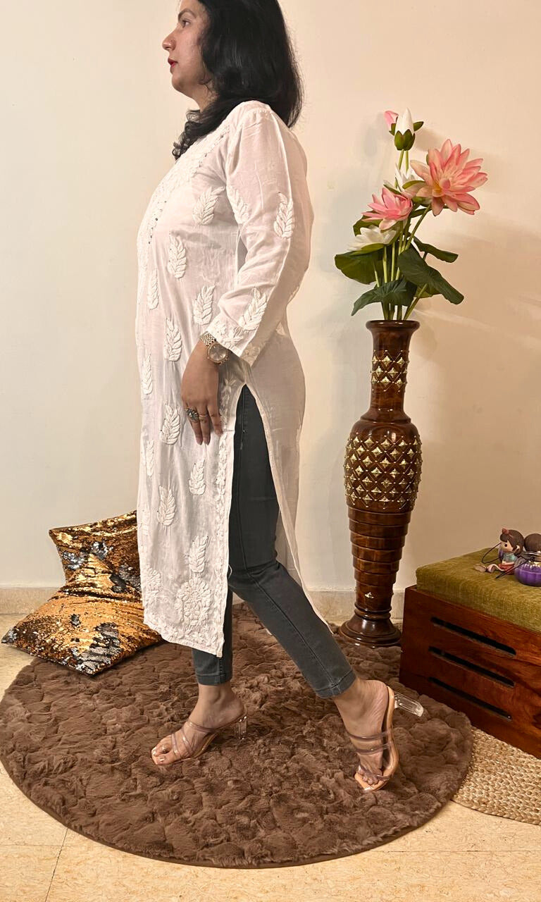 Muslin Chikankari Kurti | White