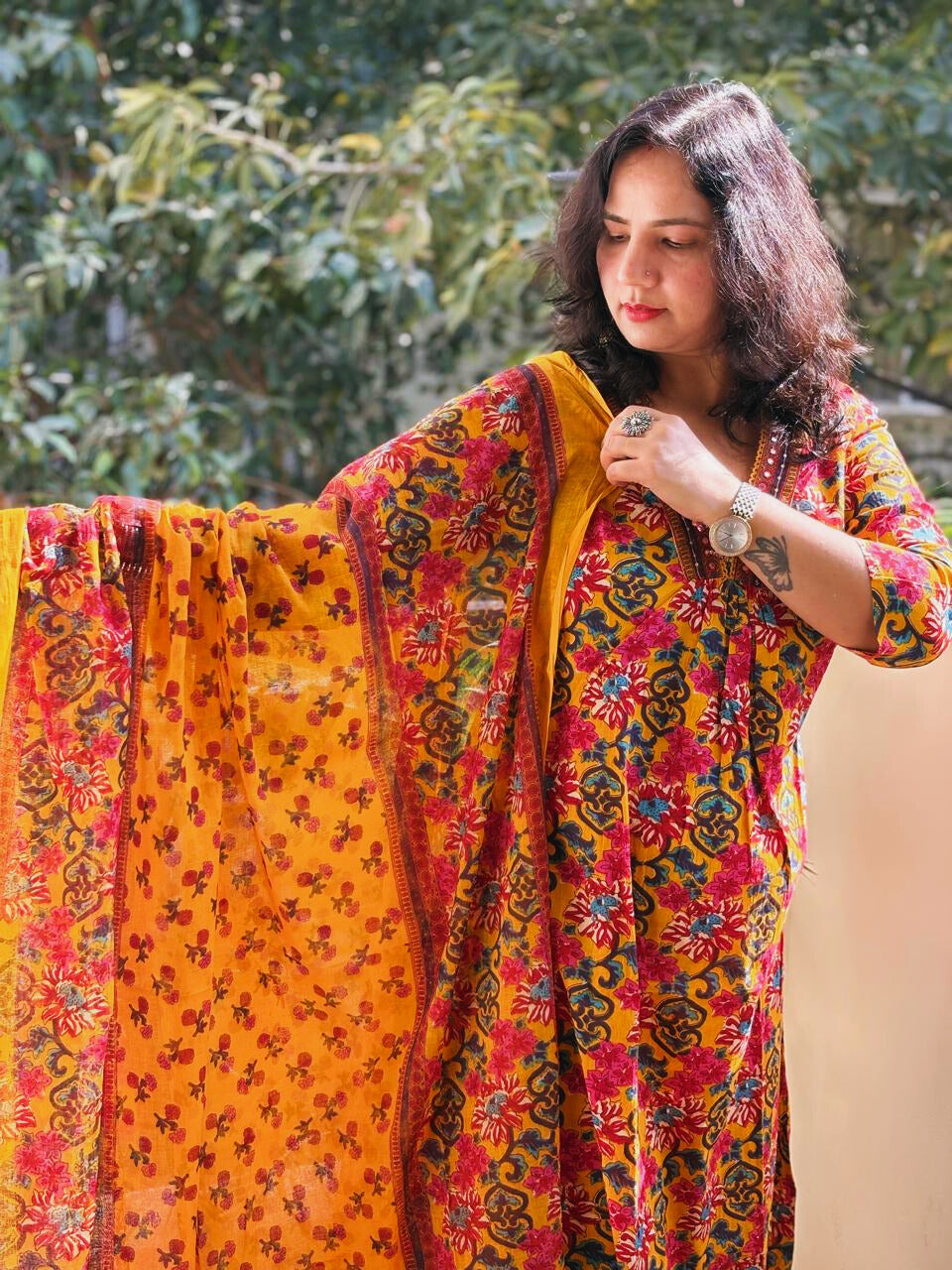 Jaipur Anarkali Suite Set | Yellow Multi