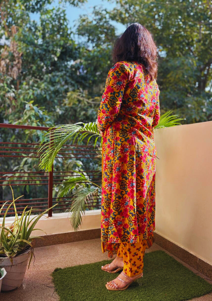 Jaipur Anarkali Suite Set | Yellow Multi