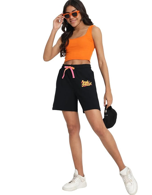 XELOV Black Shorts with Pockets and Drawstrings