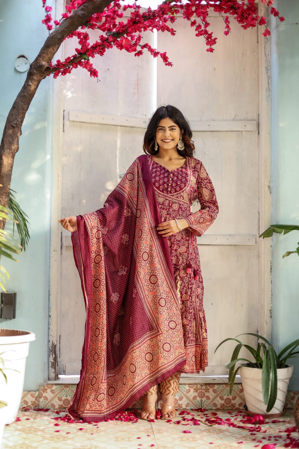 Jaipur Anarkali Suite Set | Maroon